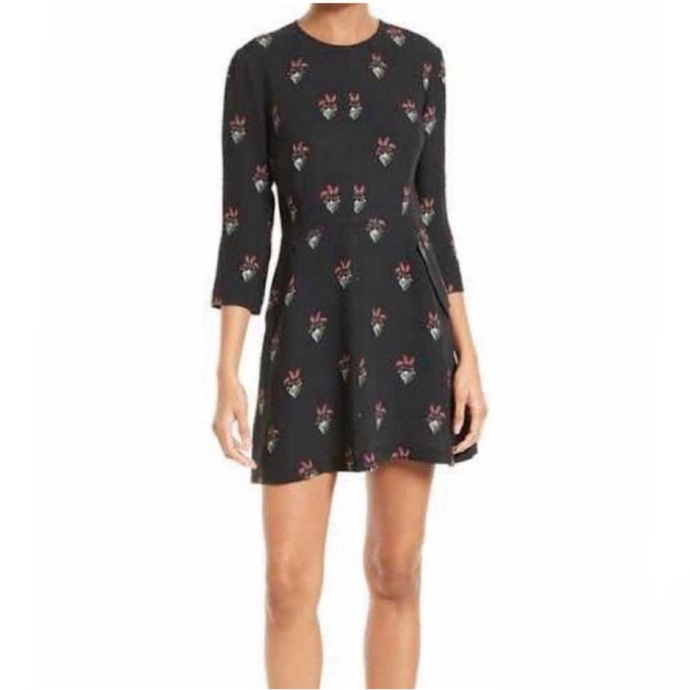 A.L.C Terry Silk Mini Dress Size 6 3/4 Sleeves